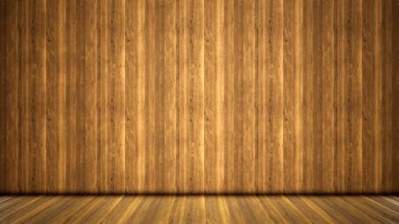Concept or conceptual vintage or grungy brown background of natural wood or wooden old texture floor and wall as a retro pattern layout. A 3d illustration metaphor to time, material, emptiness,  age or rustの写真素材