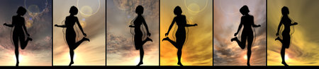 Conceptual fat overweight obese female vs slim fit healthy body after weight loss or diet with...