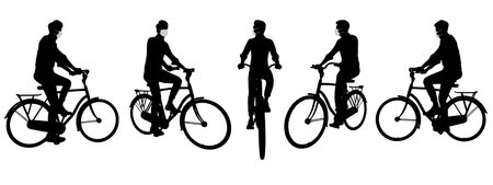 Vector concept conceptual  silhouette men on bicycle while social distancing as means of prevention...