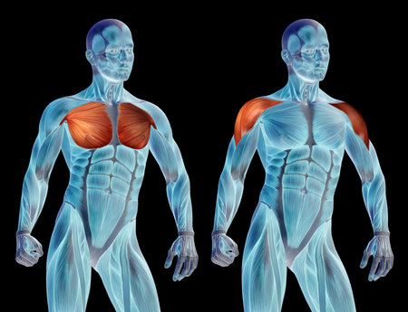 Concept or conceptual 3D chest human anatomy or anatomical and muscle set or collection isolated on...