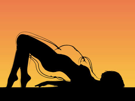 Vector conceptual fat overweight obese female vs slim fit healthy body after weight loss or diet with muscles thin young woman over sunset. Fitness, nutrition or fatness obesity, health shapeのイラスト素材