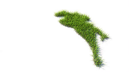 Concept or conceptual green summer lawn grass symbol shape isolated white background, sign of a horse rider. 3d illustration metaphor for sport, competition,  training, relaxation,  hobby and funの写真素材
