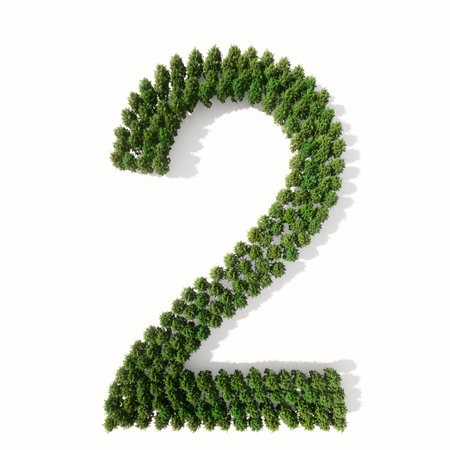 Concept or conceptual group of green forest tree isolated on white background, the font 2. 3d...