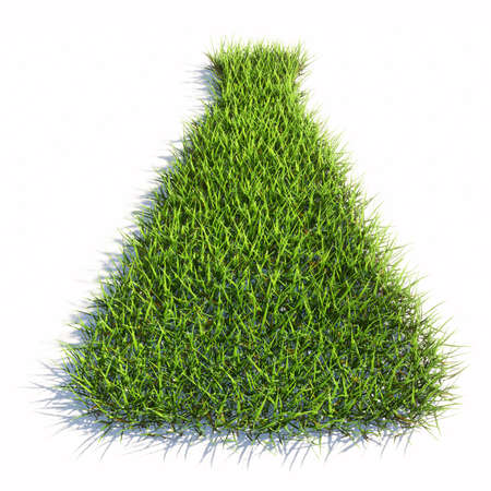 Concept or conceptual green summer lawn grass symbol shape isolated white background, sign of medicine vial. 3d illustration metaphor for science, pharmaceutical, health, vaccination and immunizationの写真素材