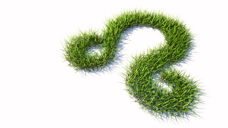 Concept or conceptual green summer lawn grass symbol shape isolated white background, sign of leo zodiac sign. 3d illustration symbol for  esoteric, the mystic, the power of prediction of astrologyの写真素材