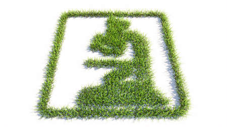 Concept or conceptual green summer lawn grass symbol isolated white background, sign of  light microscope image. 3d illustration metaphor for medicine, research, biotechnology, education or discoveryの写真素材