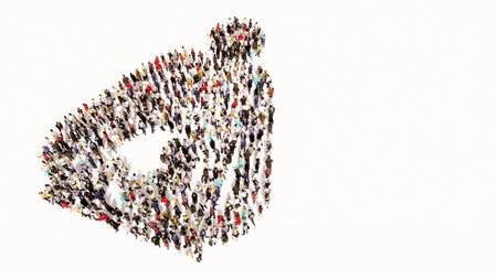 Concept or conceptual large gathering of people forming a pregnant woman image on white background....