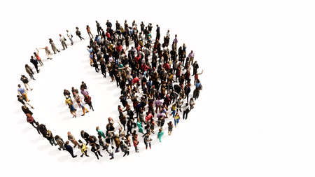 Concept or conceptual large gathering of people forming the image of the chinese symbol of Yin-Yang as opposing and complementary forces. A 3d illustration metaphor for taoism, meditation and balanceの写真素材