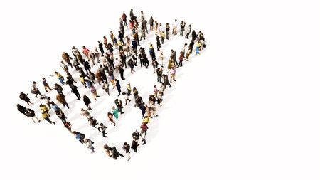 Concept conceptual large community of people forming the image of a graduate diploma on white background. A 3d illustration metaphor for academic achievement, knowledge, learning, future professionalの写真素材