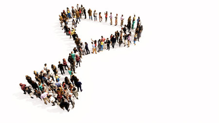 Concept or conceptual large gathering of people forming the image of a cup on white background. A 3d...