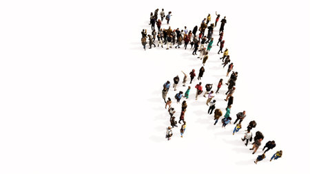 Concept or conceptual large community of people as the image of a volleyball player on white...