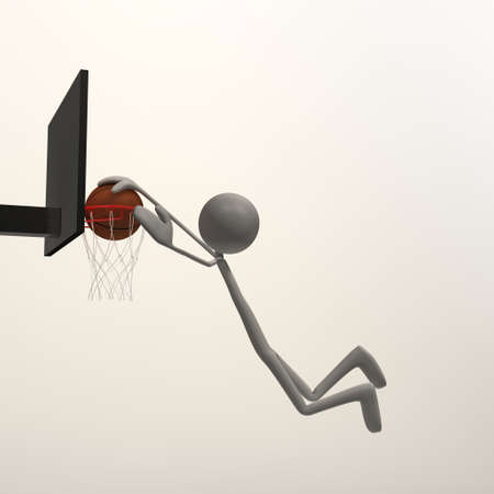 a figure is doing a slam dunkの写真素材