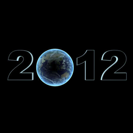 a typography of 2012 with a terrestrial globeの写真素材