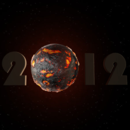 a lettering of 2012 with a lava ball