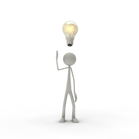 a figure with an electric bulb - metaphor for an idea