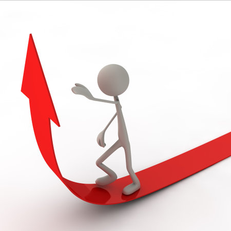 figure are going on the arrow - redの写真素材