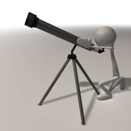 a abstract man looks trough a telescopeの写真素材