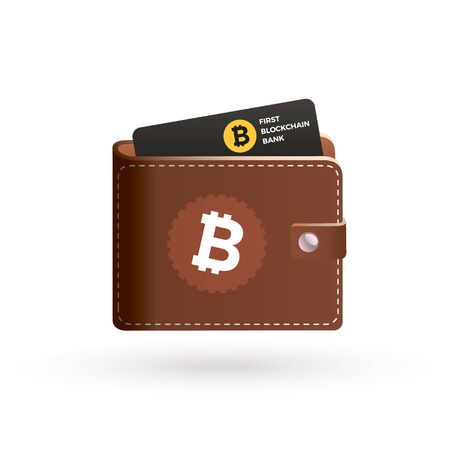 Bitcoin wallet with bank card. Blockchain cripto currency technology.のイラスト素材