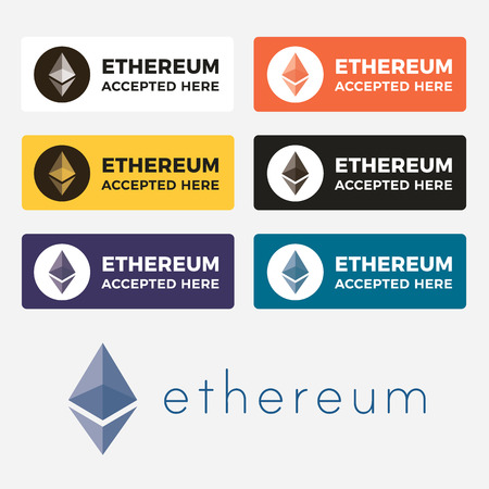 Ethereum cryptocurrency icon set and logo for web or sticker for print. Electronic money on blockchain technology.のイラスト素材