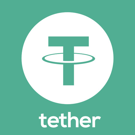 Tether (USDT) blockchain digital money cryptocurrency vector green white logo.のイラスト素材