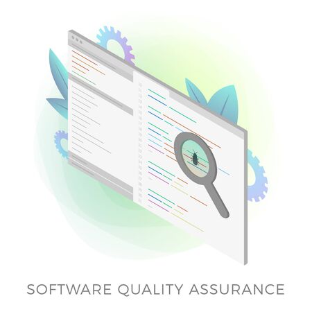 Software Quality Assurance (SQA) isometric vector icon.のイラスト素材