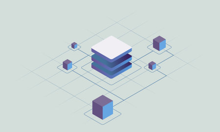 Blockchain technology, smart chain decentralized secure storage vector concept illustration....