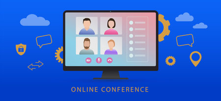 Online Video Conference concept. Videoconference webinar or call meeting with business team,...