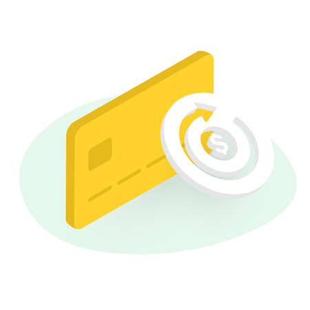 Subscription payment isometric vector concept illustration. Monthly subscription basis fee concept isolated on white background. Credit Bank card with a recurring payment iconのイラスト素材