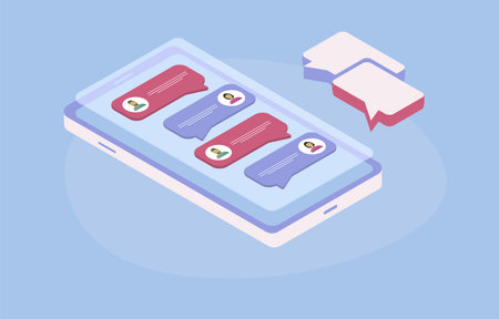 Mobile messenger app, chatting with friends, colleagues at work, texting group messages, chatbots....