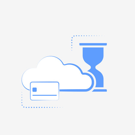 Cloud Payment vector icon. Purchase cloud services at pay-as-you-go pricing. Concept illustration includes cloud, hourglass and credit cardのイラスト素材