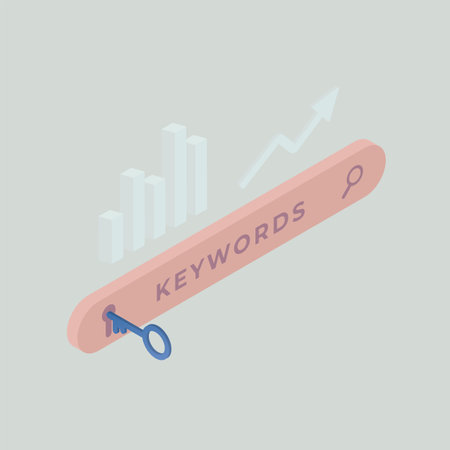 Long-tail and semantically related keyword research concept. Keyword Ranking with search bar and chart icons. Selection and analysis popular search terms with search engine optimizationのイラスト素材