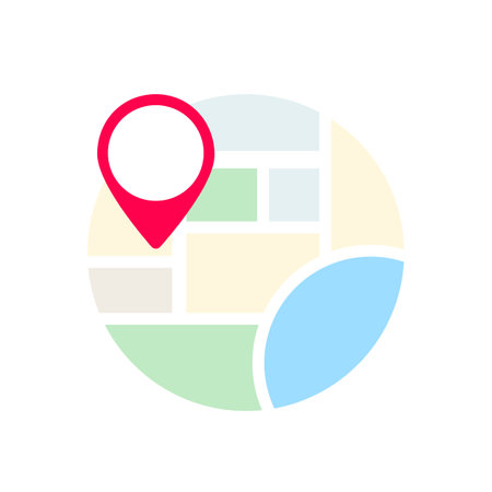 Map with pin - gps location icon. Flat design vector conceptのイラスト素材