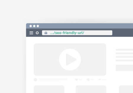 Friendly Url SEO concept. Internet browser with an address bar and optimized for search engine readable and short address of the site pageのイラスト素材