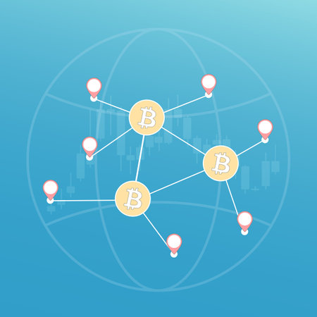 Bitcoin lightning network and offline cryptocurrency exchanges in the worldのイラスト素材