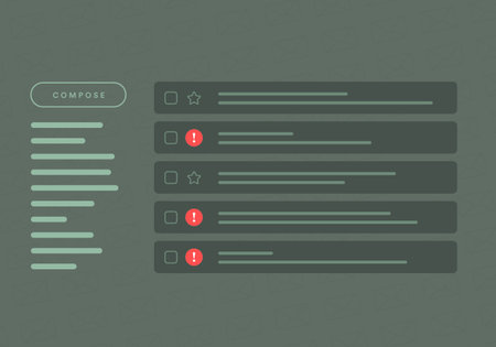 Email Inbox with 5 New Messages and Spam - Showcasing Browser Window Tab Notification. Flat Design...