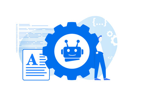 AI chatbot concept illustration - deep learning, data mining, code creation, communication, article writing, creating graphic illustration using neural AI networksのイラスト素材