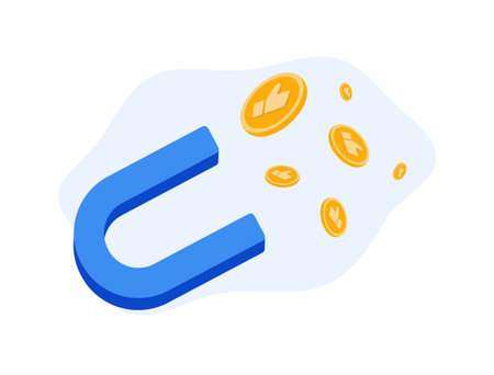 Social media engagement icon concept. Magnetize likes, boost audience engagement and users interaction. Perfect for customer acquisition and user retention.のイラスト素材