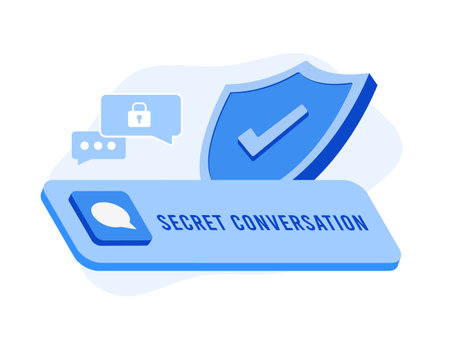 Secret chat messages with end-to-end encryption concept. Encrypted chat and private conversation, secure communication in messaging app.のイラスト素材