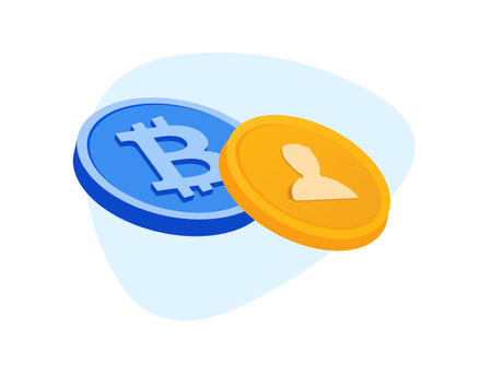 Cryptocurrency KYC verification icon. KYC In Crypto Exchanges. Regulation of virtual assets and coins. Cryptocurrency Know your customer vector illustration isolated on white background with iconsのイラスト素材