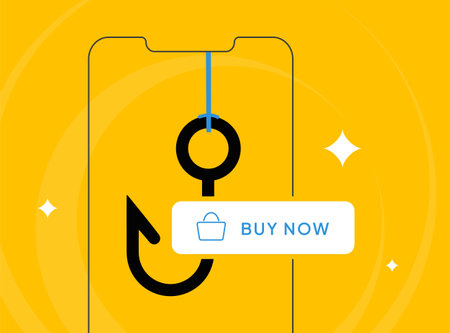 Trigger Marketing illustration, Automated marketing graphics, Event-based campaign visuals, Behavioral targeting artwork, Triggered email visuals with hook that catches buy now action buttonのイラスト素材