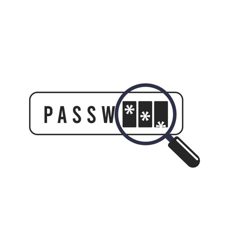 Password Brute-force attack. Password phishing scams flat vector black and white icon illustration isolated on white backgroundのイラスト素材