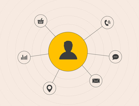 Customer-centric marketing strategy concept. Improve customer engagement and satisfaction through personalized marketing and targeted advertising. Enhance businesses improve loyalty and retentionのイラスト素材