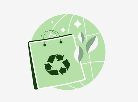 Eco-friendly packaging with sustainable materials, green nature packaging with zero-waste, biodegradable, and recyclable. Plastic-free, environmentally friendly and nature-inspired vector illustrationのイラスト素材