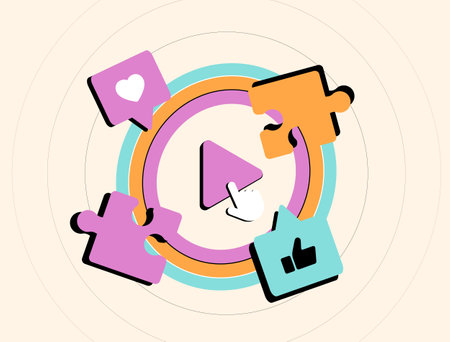 Trending videos drive engagement and viral content, capturing audience attention. Social platforms boost video trends, helping creators search for new ideas, explore formats and create viral momentsのイラスト素材