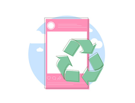 Sustainable social media marketing with eco-friendly strategies, green branding and responsible digital promotion. Drive engagement while supporting sustainability in social media online campaignsのイラスト素材