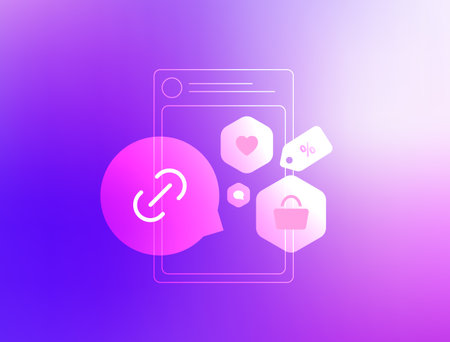 Social commerce integration with shoppable posts, product tags and instant checkout in-app purchases. Social live shopping with AI recommendations to boost e-commerce conversions, vector illustrationのイラスト素材