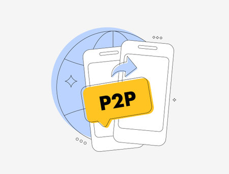 P2P digital loan platform connects online finance users. Peer-to-peer payments - secure mobile trust...