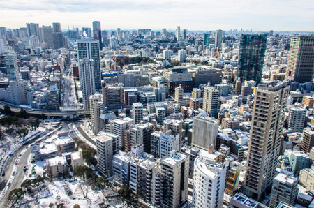 View of Tokyo city in winter from Tokyo tower. Photo taken on: February 9th 2014