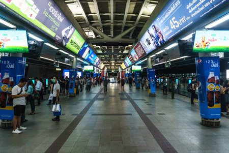 Passengers waiting for BTS sky train at Siam station. Photo taken on: January10th 2016