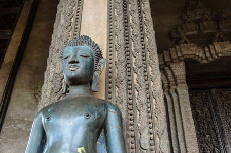 Buddhas in Haw Pha Kaeo, Vientiane, Laos.の写真素材